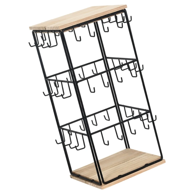 Multiple Tiered Earring Display Stand Unique Jewelry Display Stand Organizers with 48 Hooks for Home or Shop Decors