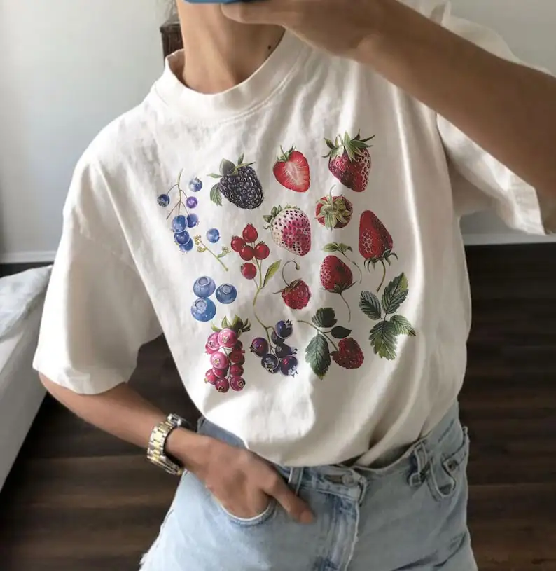 Berry Species Aesthetic Fruit T-shirt Comfort Colors Graphic Tee Fruit Lover Blueberry Shirt Strawberry Graphic Cute Berry Tops