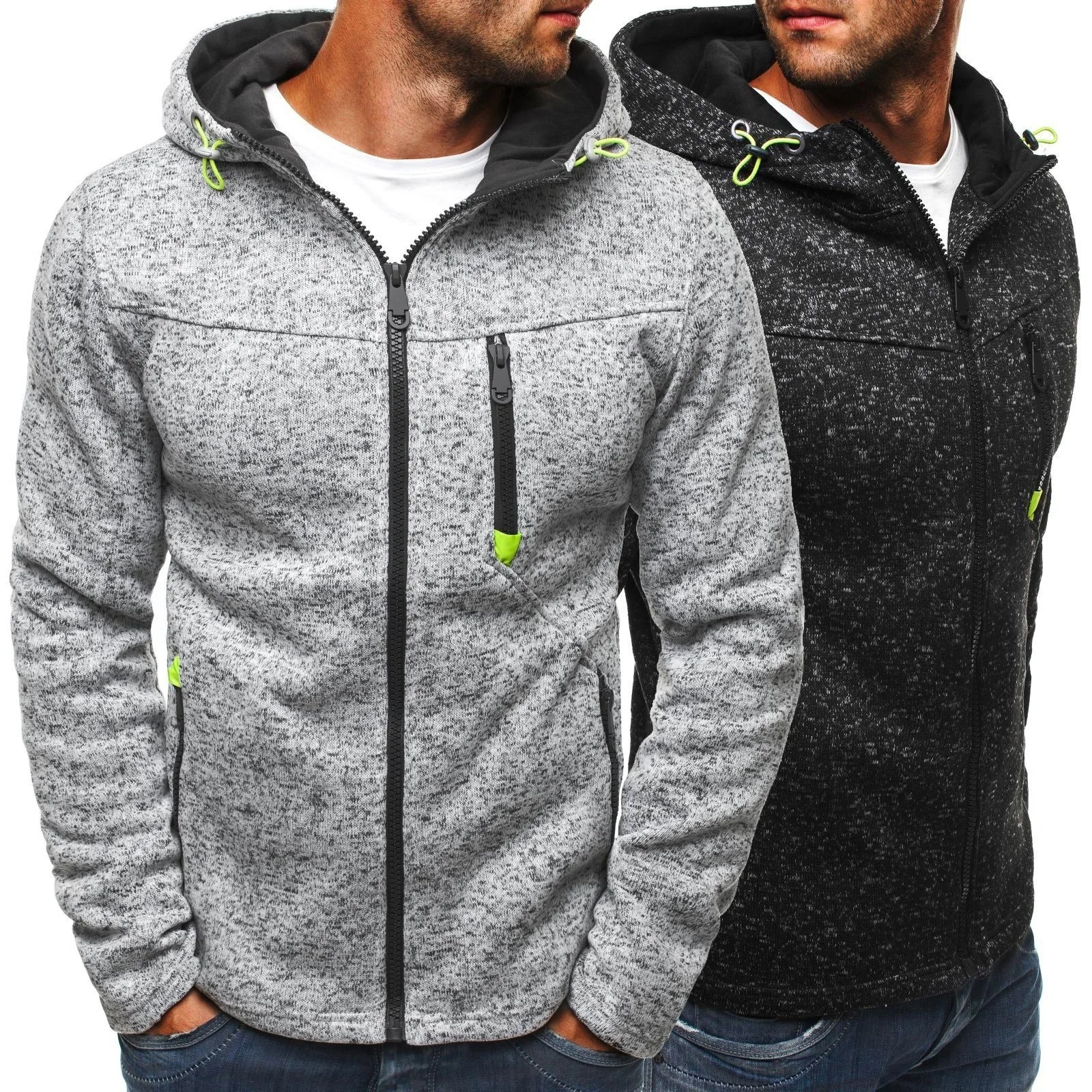 

New Spring and Autumn Men's Jacket Casual Hooded Sweater Zipper Hooded Sweater Pullover Sweater Coat