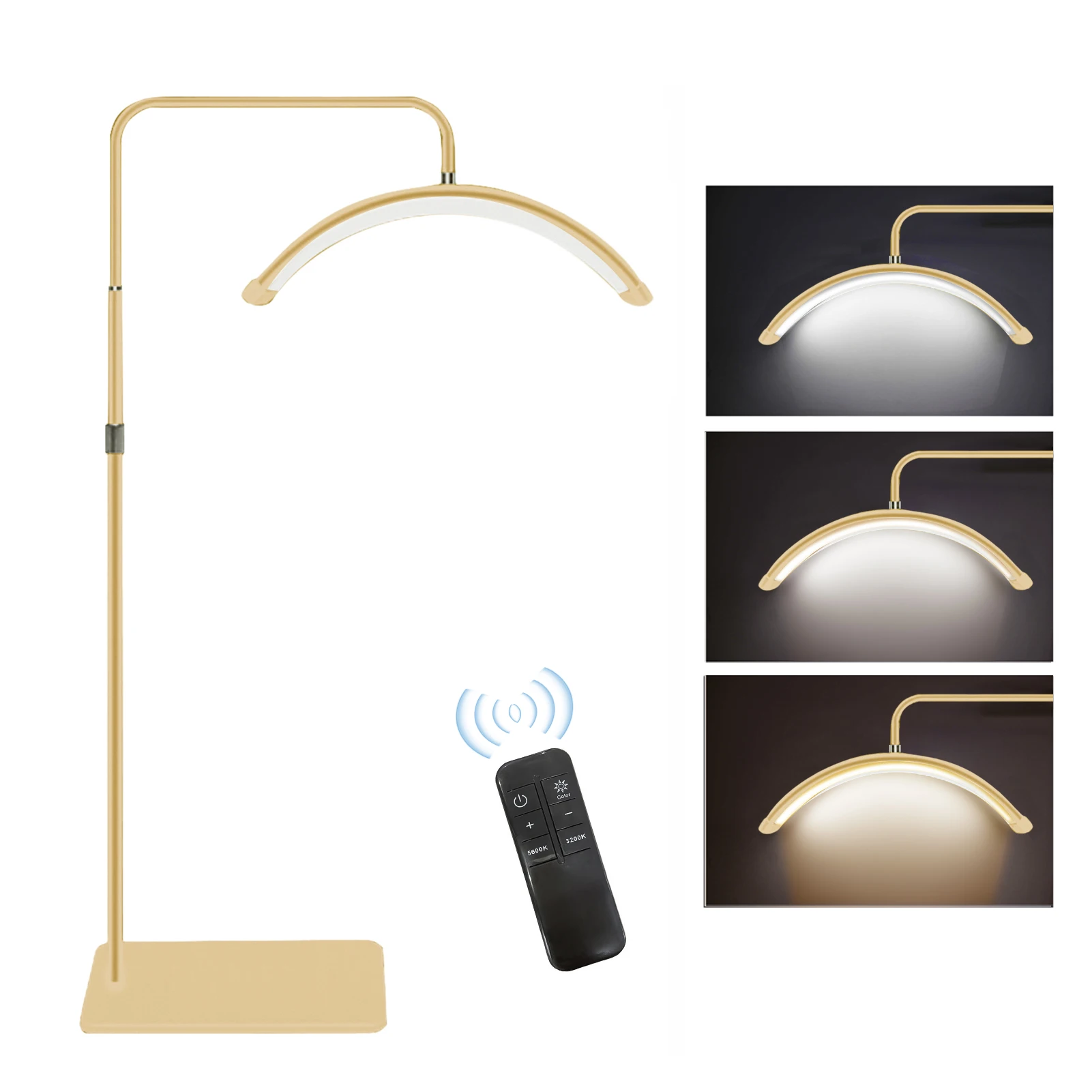 Andoer HD-M6X 36W vloer LED-videolamp halvemaanvormig invullicht 3200K-5600K dimbaar met 180 cm / 70,9 inch metalen lichtstandaard