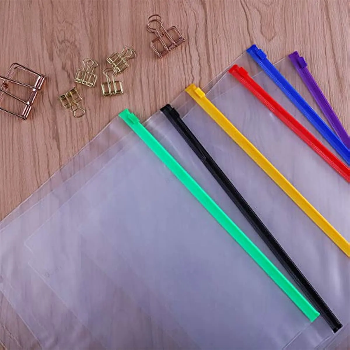 A5 A6 A7 Color 6PCS Binder Pockets Binder Zipper Folders for 6-Ring Notebook Binder Waterproof PVC Leaf Document Filing Pocket