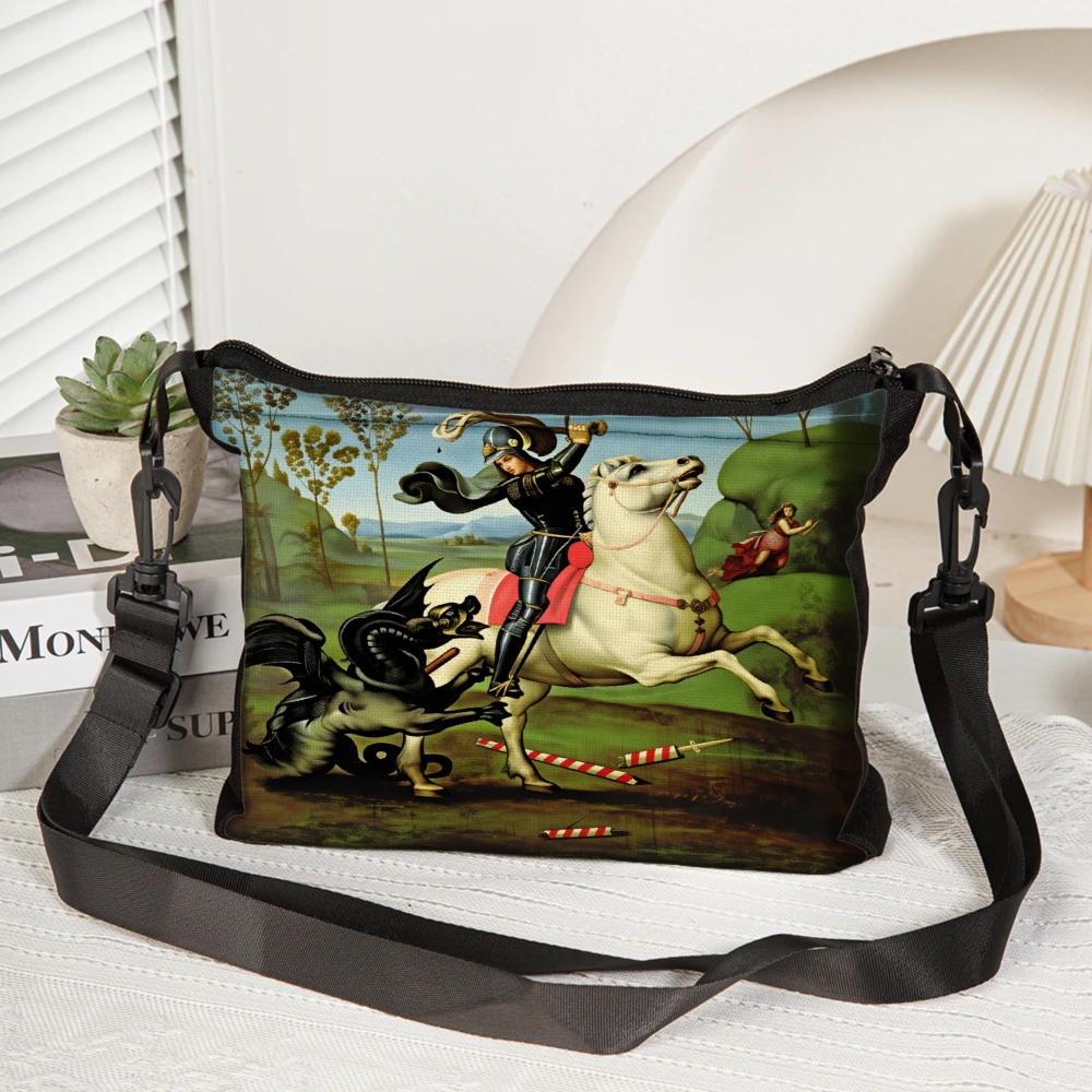 Crossbody Bag Black Saint George And The Dragon Print Shoulder Bags For Women Men Travel Work School Daily Use Fashion Art Desig