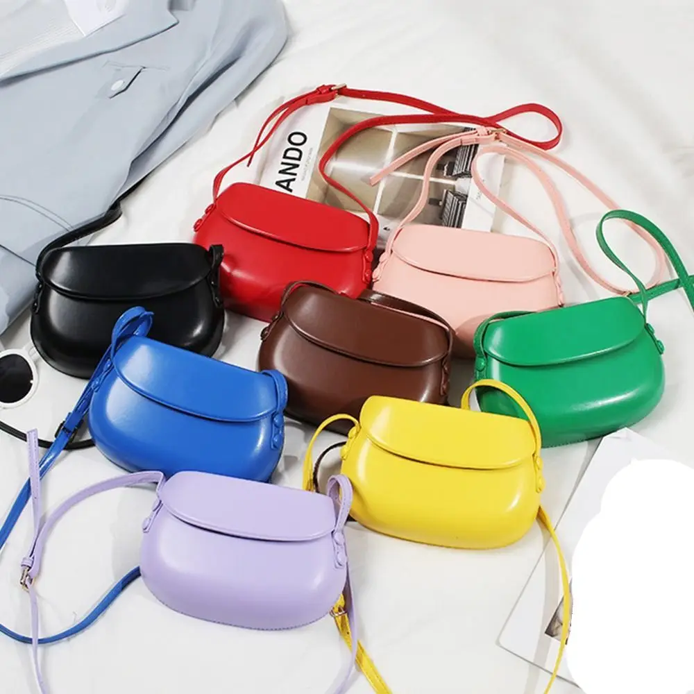 

Shiny Leather Women Crossbody Bag Sling Bags Candy Color Casual Satchel Bag Luxury Purse Flap Handbag Saddle Shoulder Bag