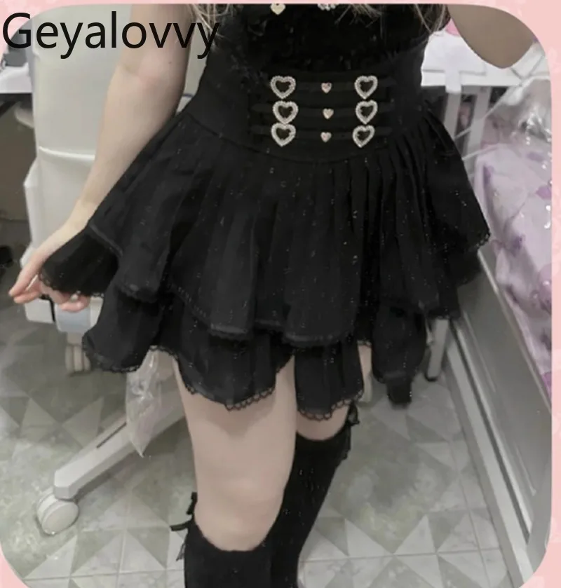 

Japanese Style Autumn Mass-Produced Ultra-Slimming Ruffled Short Skirt Sweet Girls Versatile High-Waisted Bow A- Line Skirts