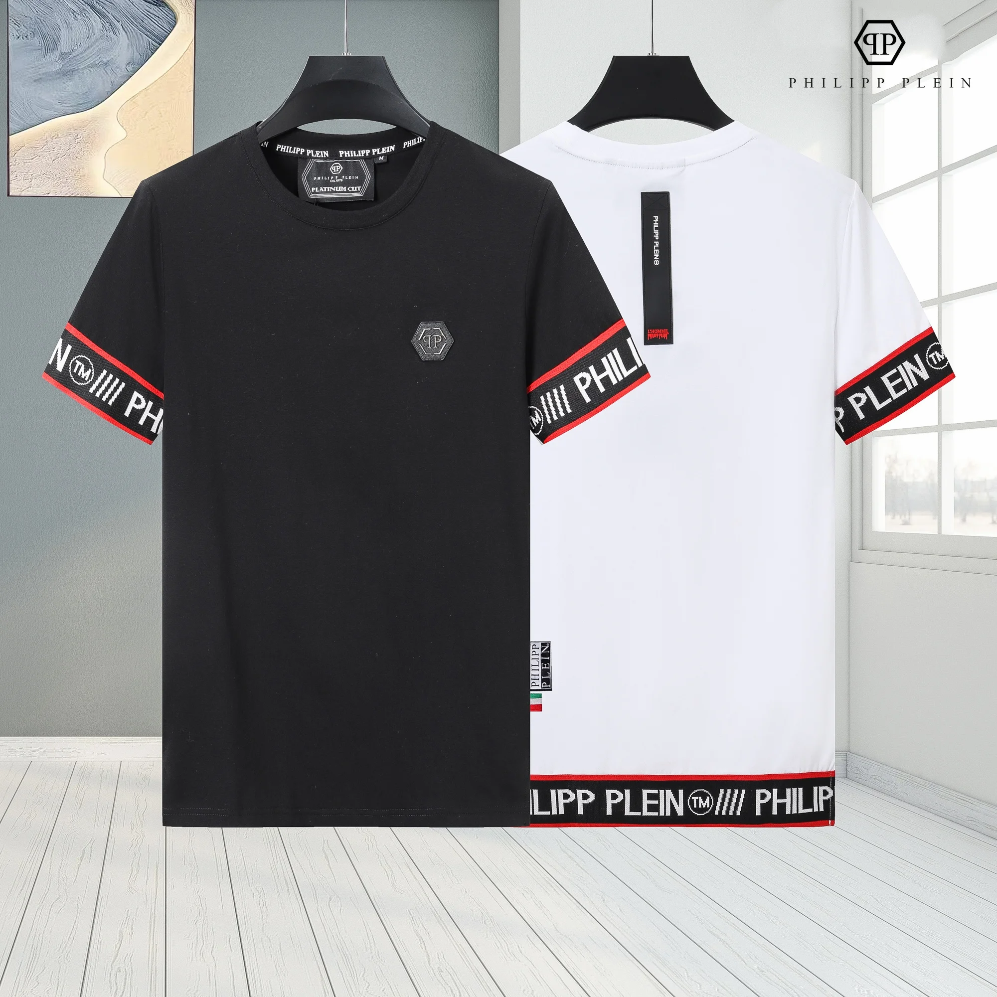 2025 New Philipp Plein Trend Personality Classic Retro Fashion Men's and Women's Crewneck T-shirts