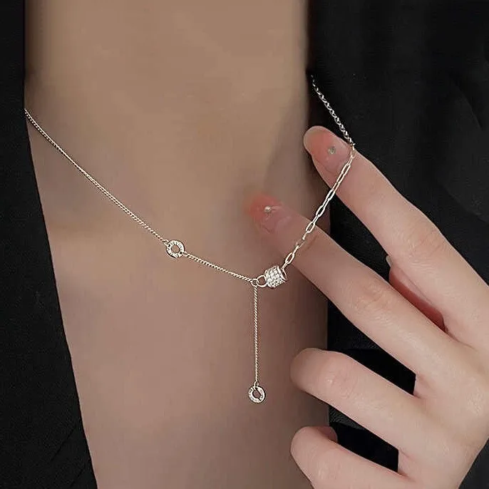

Серебряное ожерелье с маленькой талией, женское легкое, роскошное, темпераментное, высококачественное, бесцветная цепочка на ключицу с кисточками
