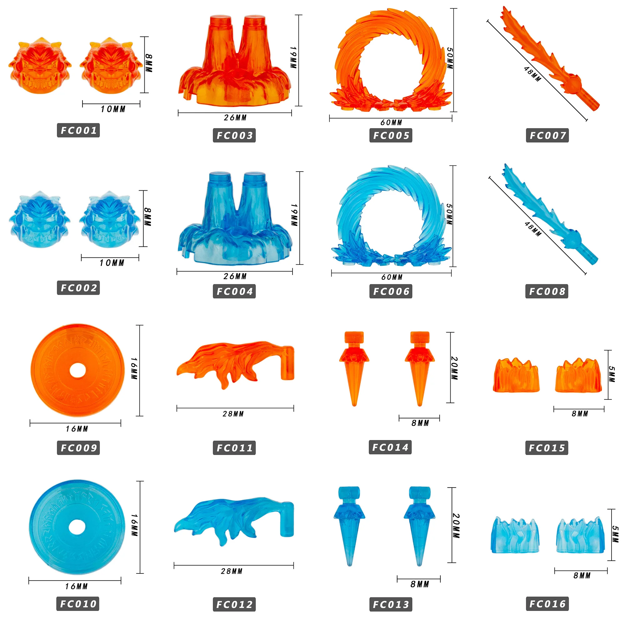 

MOC Transparent Weapos For Figures Bricks Fantacy Accessories Magical Special effects Flame Mist Lion Head Fist Building Blocks