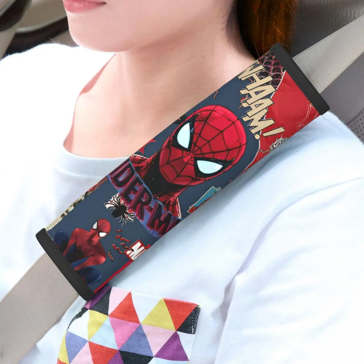 

2 упаковки Человек-паук Человек-паук Человек-паук автомобильные накладки на ремни безопасности мягкие чехлы на ремни автомобильный чехол на ремень безопасности