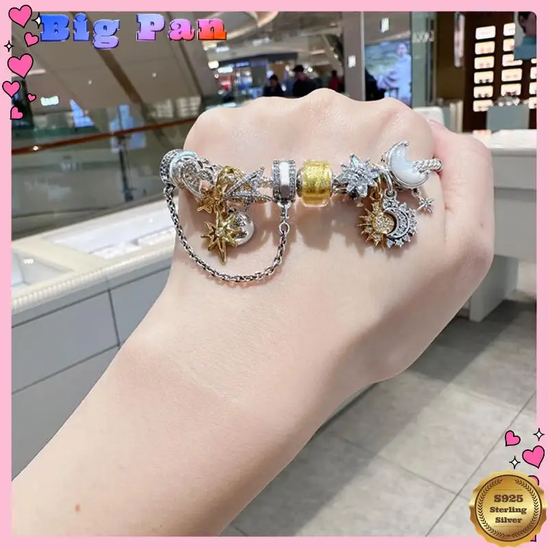 New 925 Sterling Silver Christmas&snowflakes&golden Stars&bow&lucky Dice Charm Fit Diy Bracelet Necklaces Jewelry