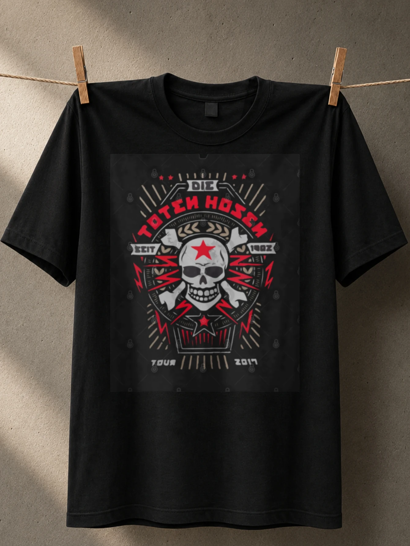 Camiseta unisex Die Toten Hosen con estrella roja y rayos, estilo punk rock, gira 2017