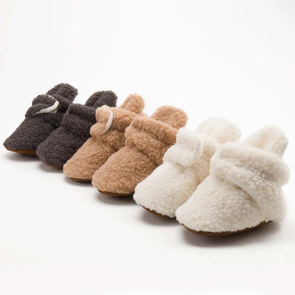 Baby Socks Winter Baby Boy Girl Booties Fluff Soft Toddler Shoes First Walkers Anti-slip Warm Newborn Infant Crib Shoes Moccasin