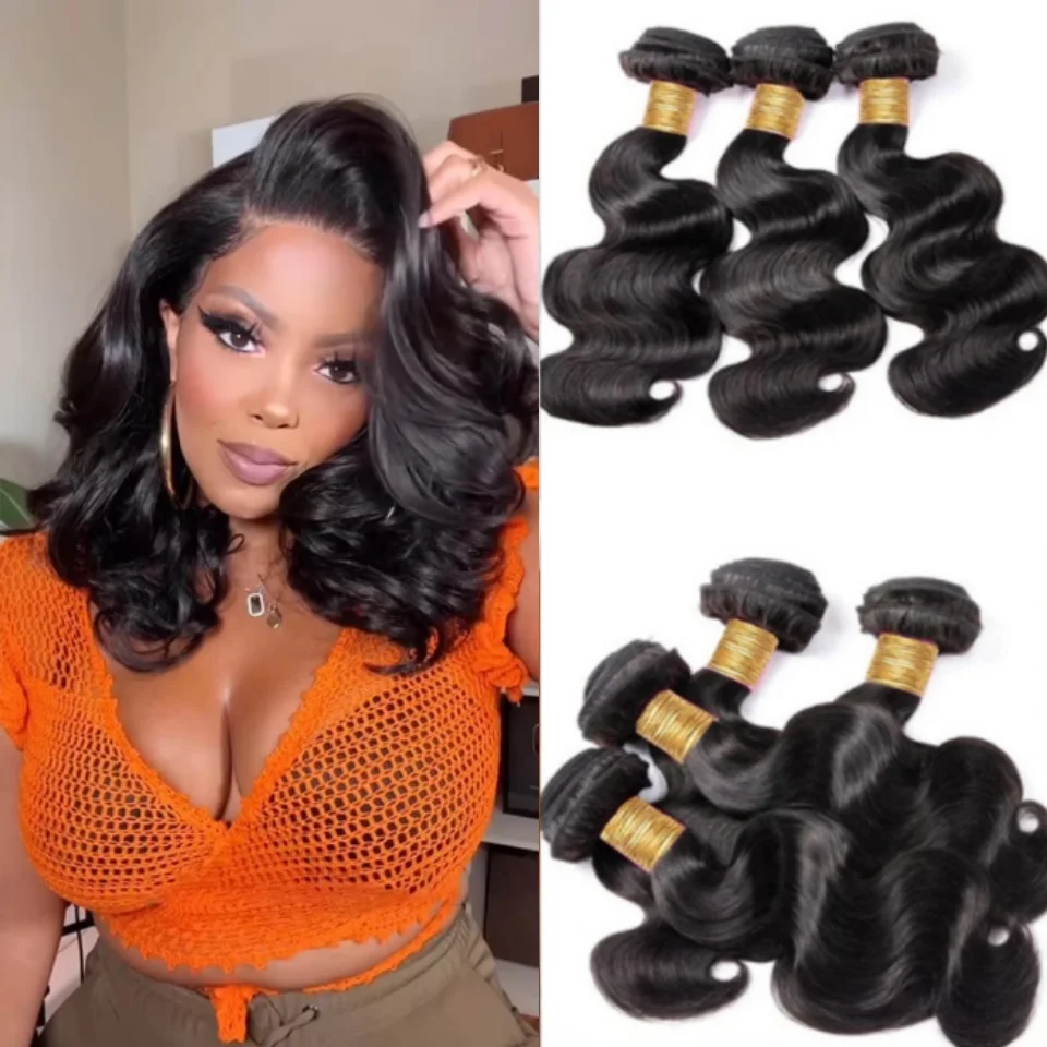Body Wave Human Hair Bundle Brazilian Body Wave Strap Closed Human Hair Braiding Extension 3/4 Bundle Remy