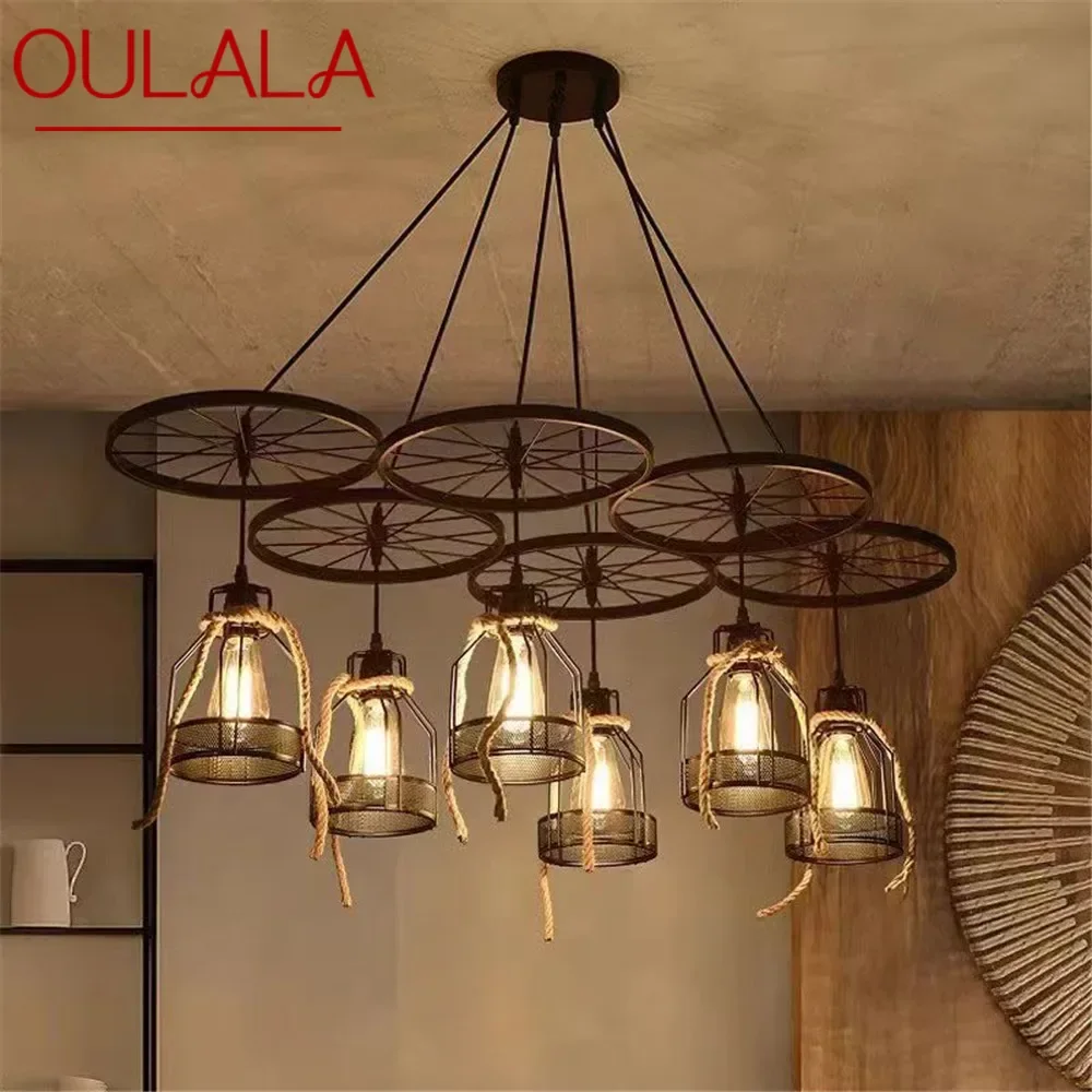 OULALA American Retro Pendent Lamp Industrial Wind Living Room Restaurant Loft Clothing Store Cafe Bar Box Homestay Chandelier