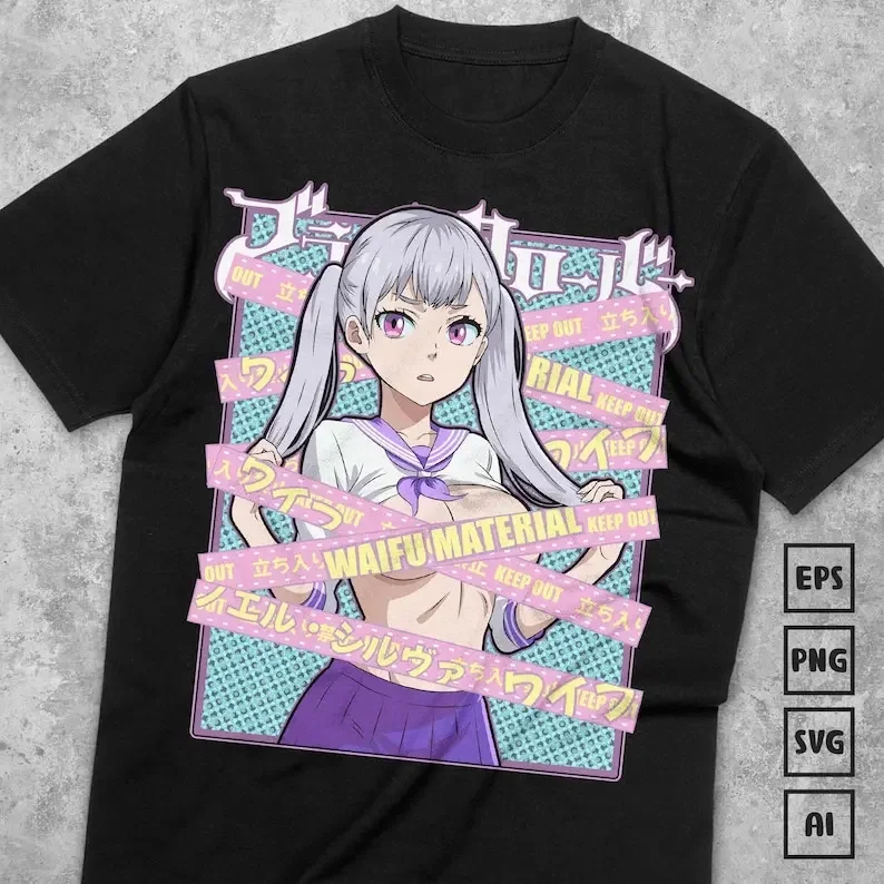 Archivo vectorial de anime premium, en capas y grupos por color, listo para DTF, DTG, impresión por sublimación, anime png para camisetas, svg, ai,