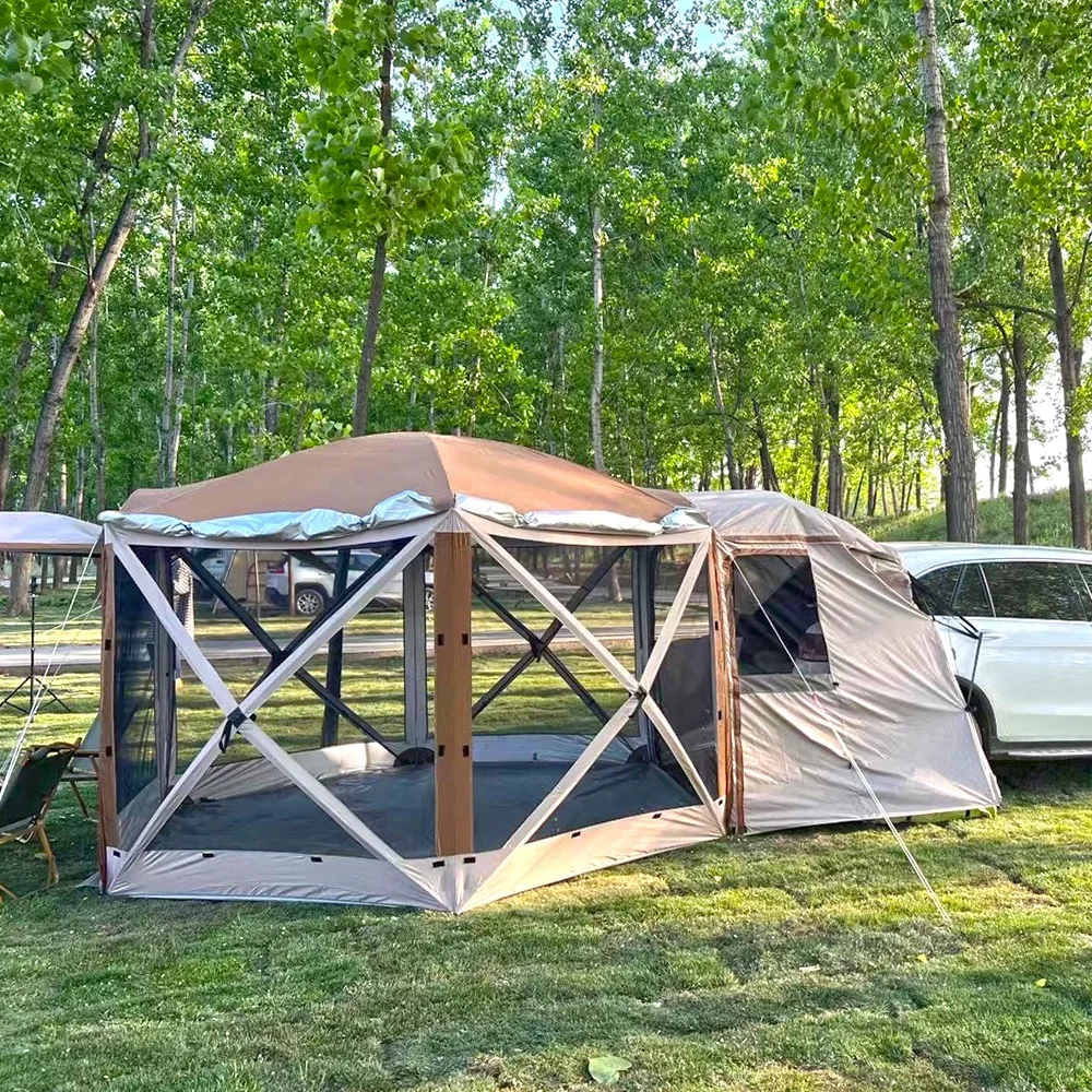 

Tom AutoHexagonal Dual-Use Pop up SUV Tent HUB Gazebo Screen Tent Portable Outdoor Canopy Shelter SUV Tailgate Tent