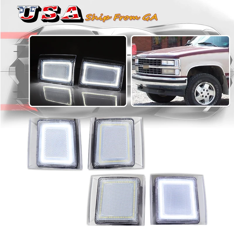 

4 шт. передний светодиодный боковой угловой фонарь для Chevy C/K Pickup Truck 1500 2500 3500 Tahoe 1988-1999 противотуманная фара указателя поворота парковочный фонарь