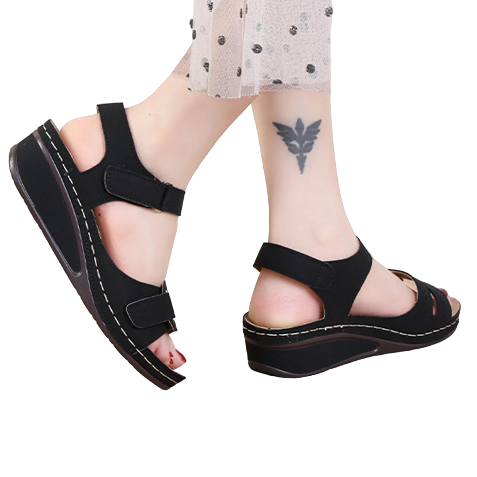 Low-top Rome Sandals with Heightening Sexy Hollowed Shoes for Party Outfit Cloth Matching