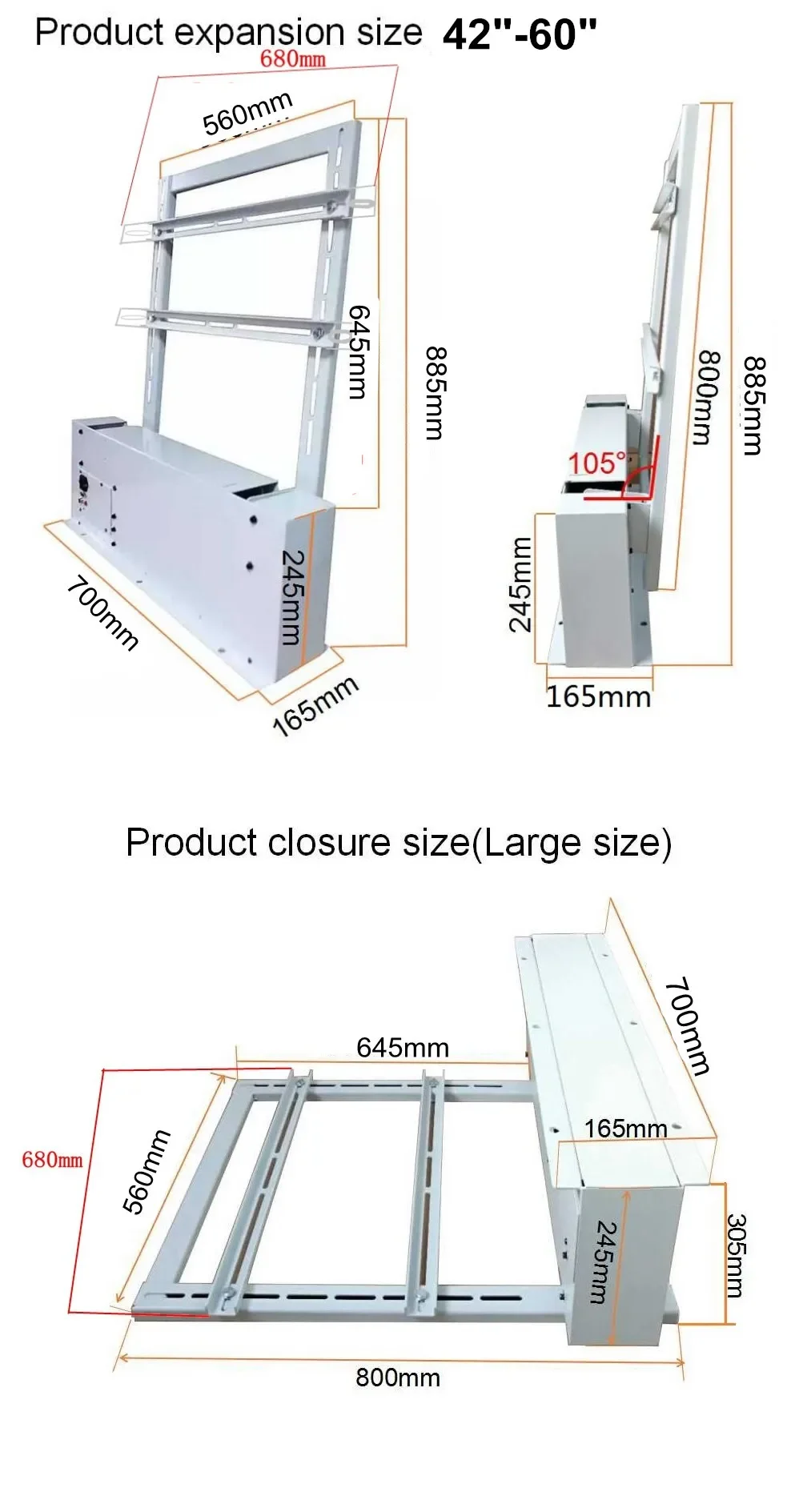 Motorized Hidden TV Cabinet Lift Electrically Height-Adjustable TV Bracket for Installation with Remote Control TV stand