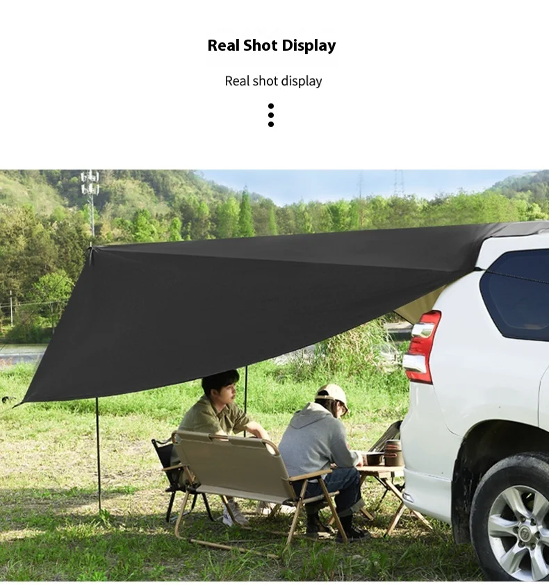 

Outdoor Camping Waterproof Car Awning Sun Shelter 4-Person Silver coated Rear Tent
