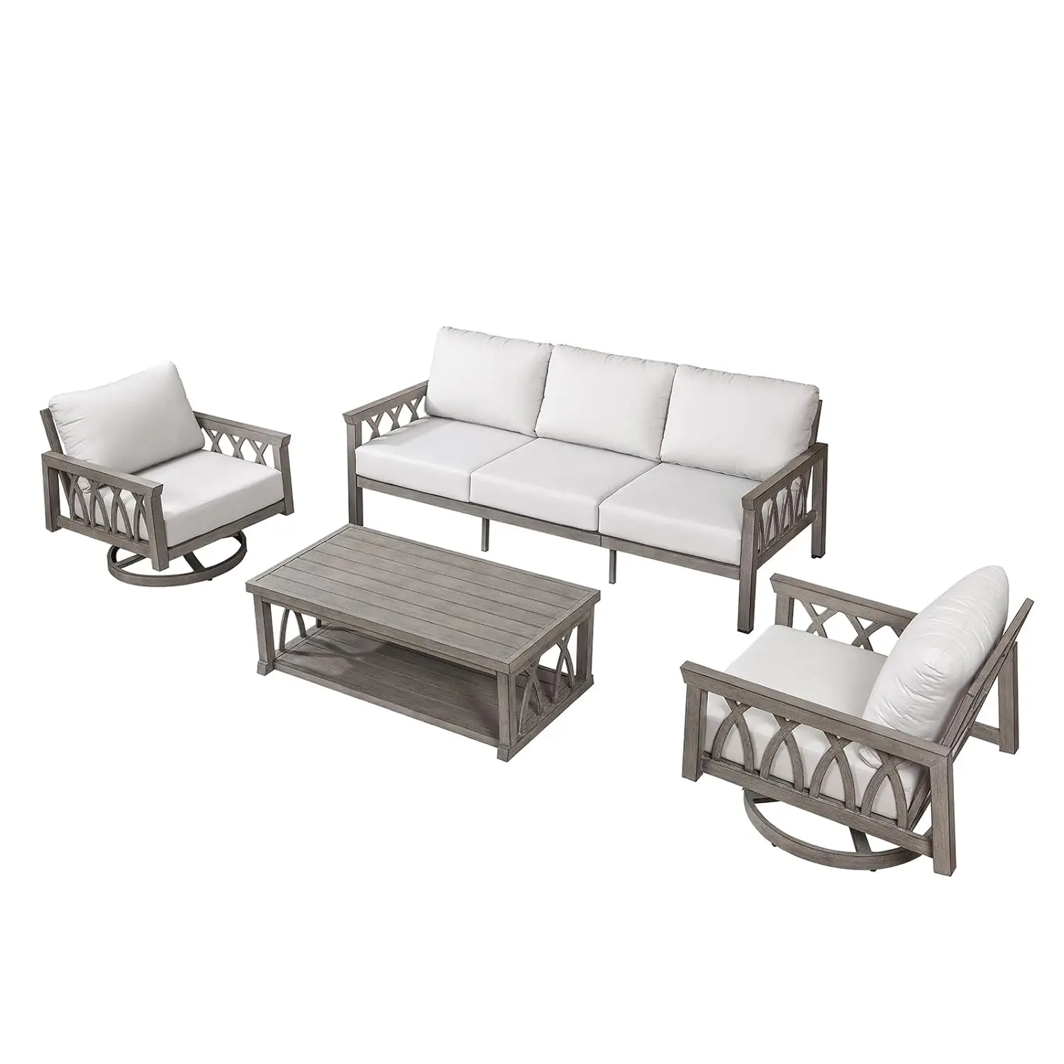 

Алюминиевый комплект для отдыха на открытом воздухе, 4 предмета, с мягкими подушками, всепогодный, для террасы, газона, бассейна, на заказ