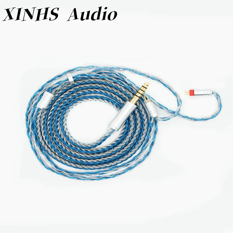 XINHS Y30 16-adriges blau-graues gemischtes 5N-Einzelkristall-Kupfer-versilbertes Kopfhörer-Upgrade-Kabel, 0,78 2-polig/HD650/IE900/QDC/MMCX – Detail 2