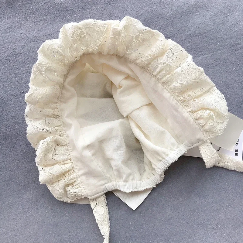 Retro Adjustable Lace Bonnet Hat Women Soft Victorian Style Village Cap Maid Hats Lolita Girl Costume Accessories Lace Hat
