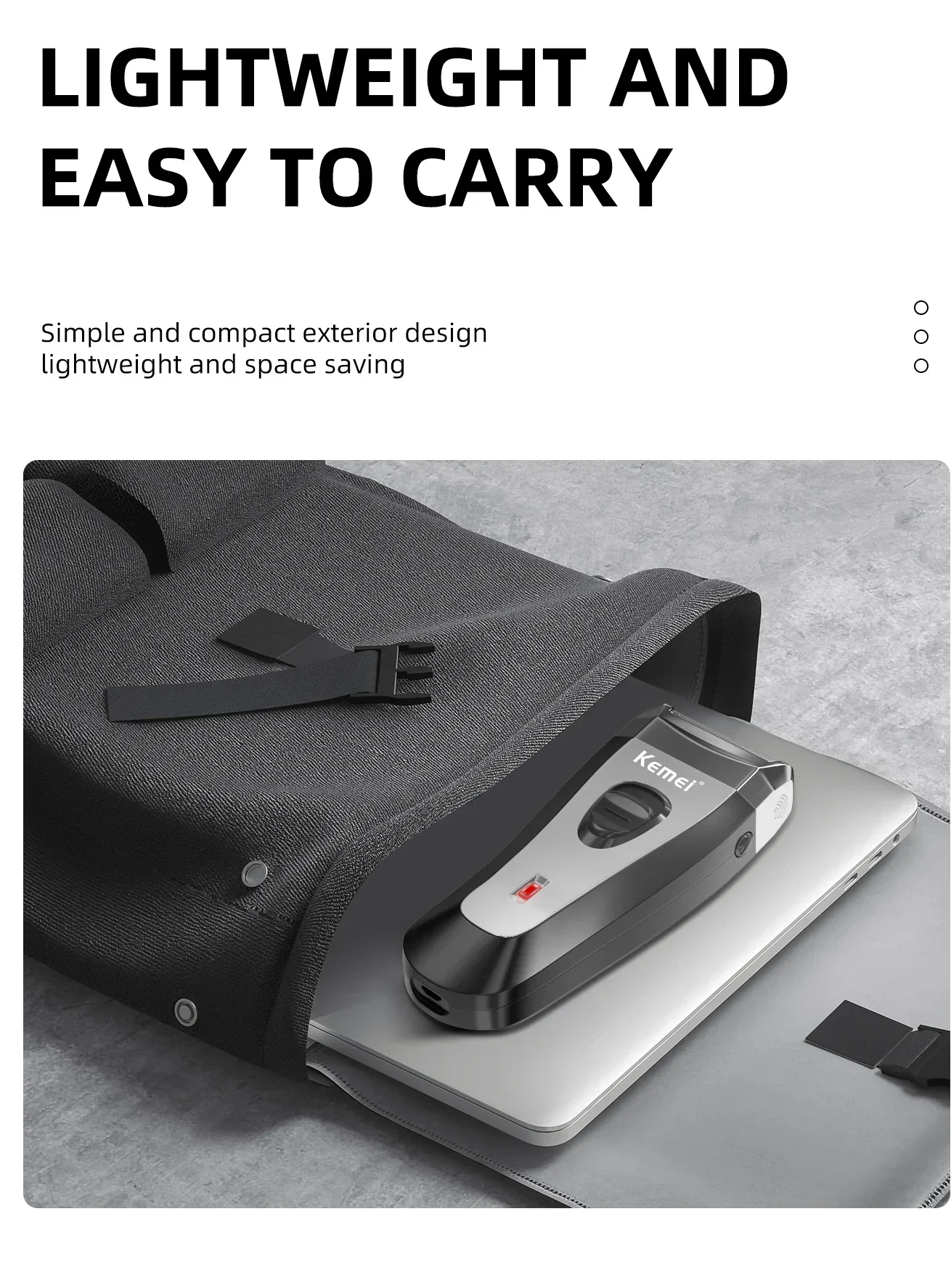 Kemei Elektrorasierer mit Hin- und Herbewegung für Männer, wasserdichter Akku-Rasierer, wiederaufladbarer USB-Rasierer, Friseur-Trimmer KM-9038 – Detail 2