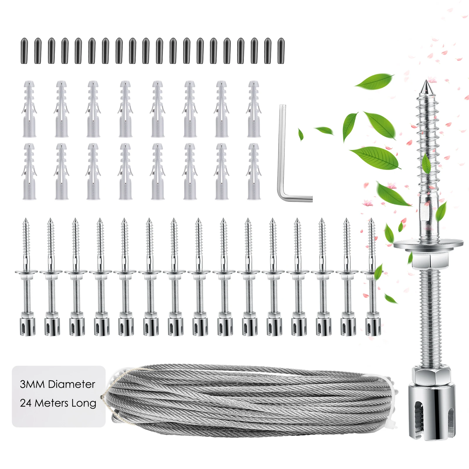 

Stainless Steel Trellis for Climbing Plants Professional System Climbing Frame Kit with 24 Meters Rope 16 Holders