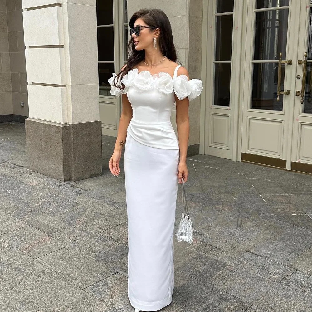 

Customized Fashion Sizes Available Jersey Handmade Flower Pleat Straight Off-the-shoulder Long Dresses Celebrity Dresses Matchin