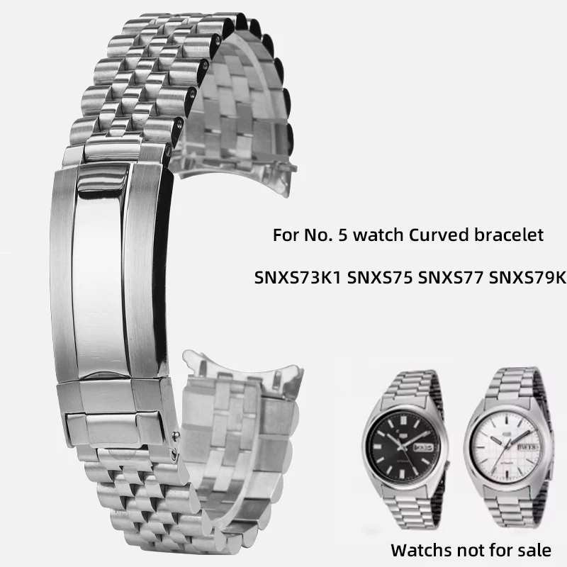 19mm Stainless steel solid strap for Sxns80 Snxs79 Snxs79k Snxs77k Snxs73 series Curved metal bracelet watch chain accessories