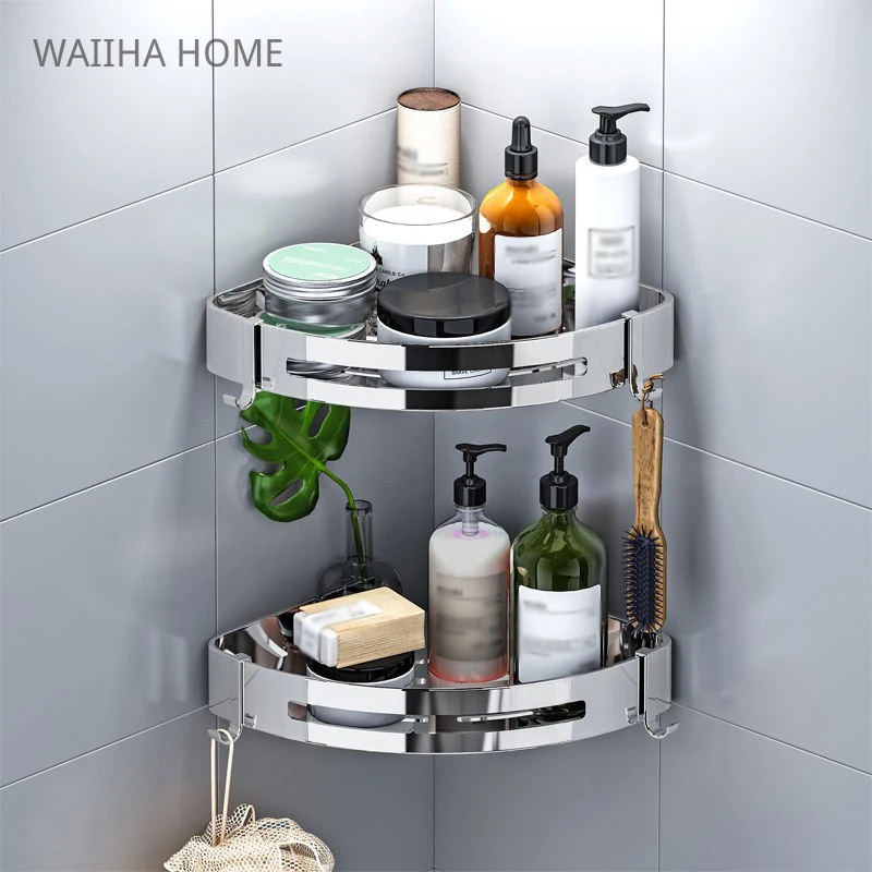 

Bathroom Shelf Organizer Shower Storage Rack Black Corner Shelves Wall-Mounted No-drilling Space Aluminum Toilet Shampoo Holder