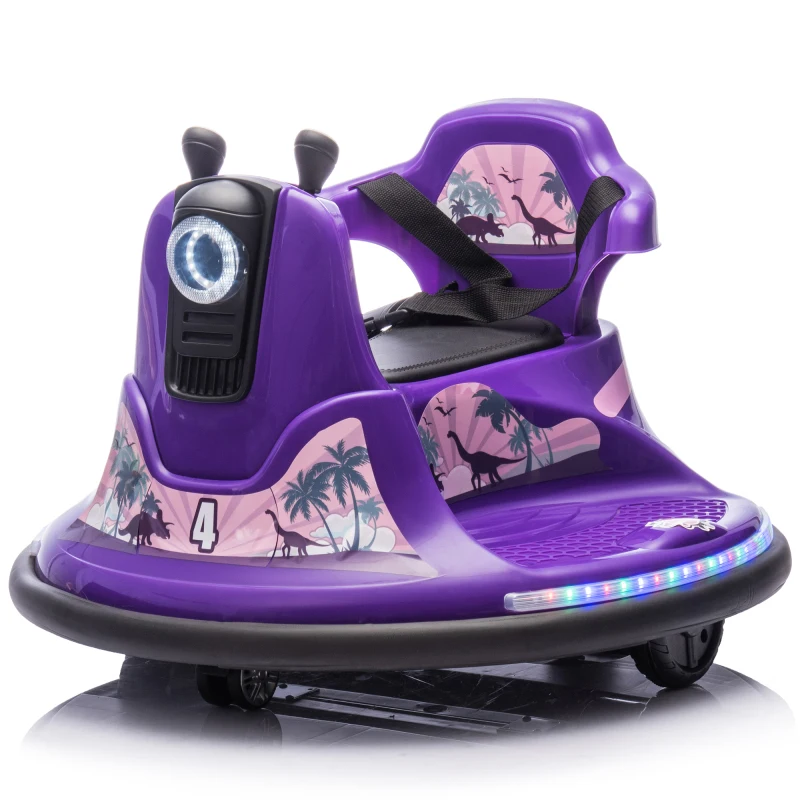 Kids Ride On Bumper Car W Parents Control Rotate 360 Degrees Two Handed Switch For Direction Control Bumper Strip Light