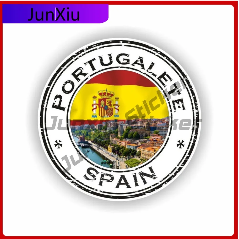 

Portugalete Spain Seal Trendy Window Weatherproof Decal Round Sticker Graphic UV Resistant Wall Window Stylish Cute UV