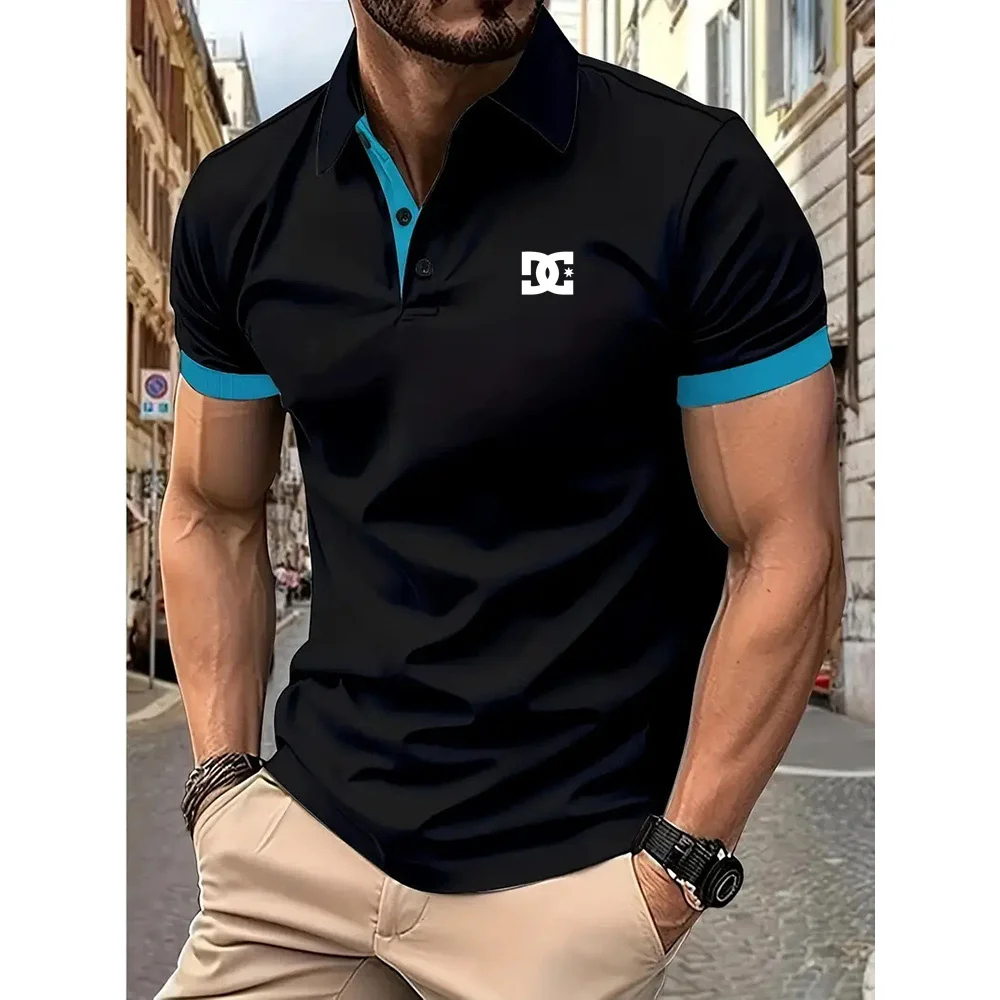 DC Men Breathable T-Shirt Business Leisure POLO Shirt Summer New Fashion Short Sleeve Clothes Solid Color Comfortable Pullovers