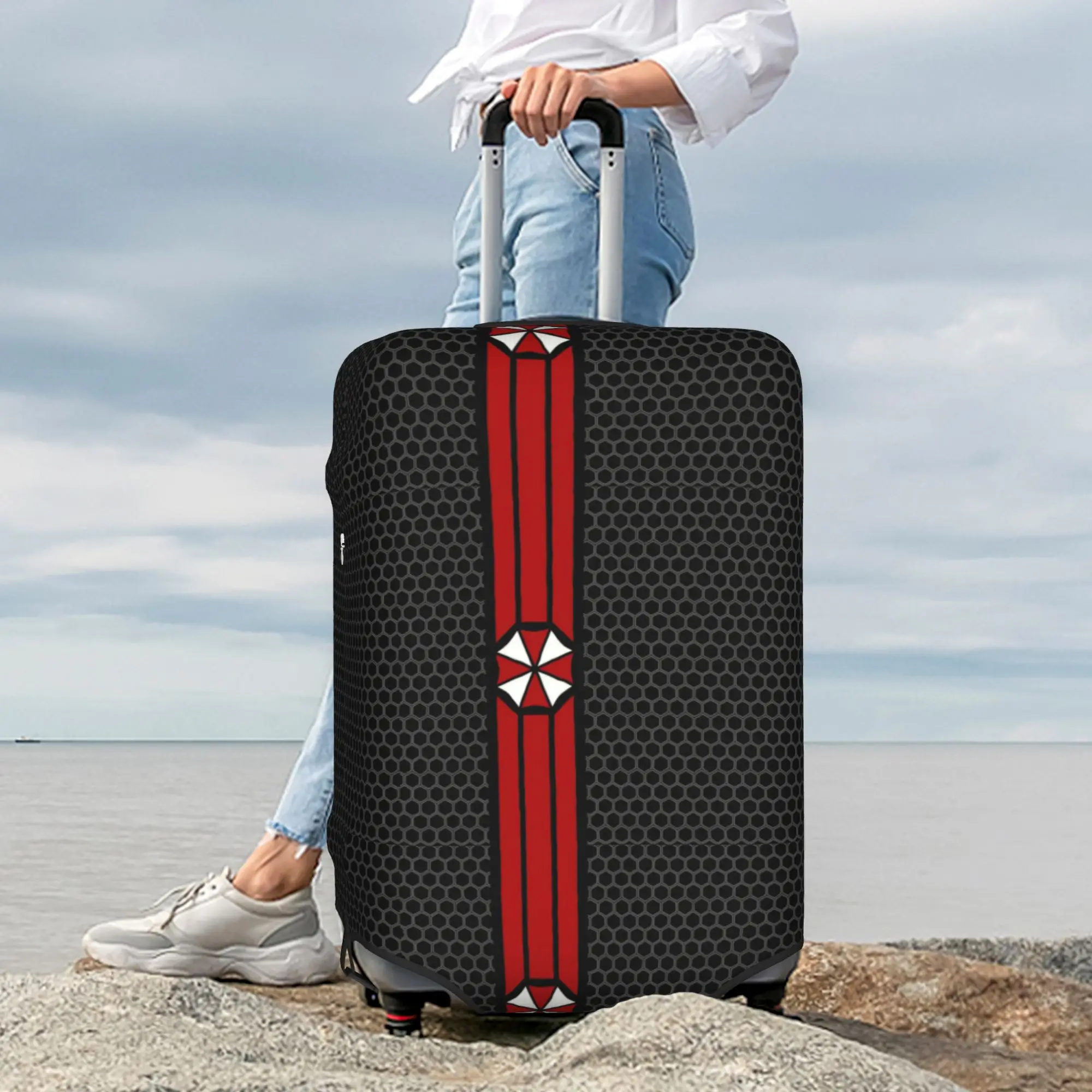 Custom Umbrella Corporation Suitcase Cover Washable Video Game Cosplay Travel Luggage Covers for 18-32 inch