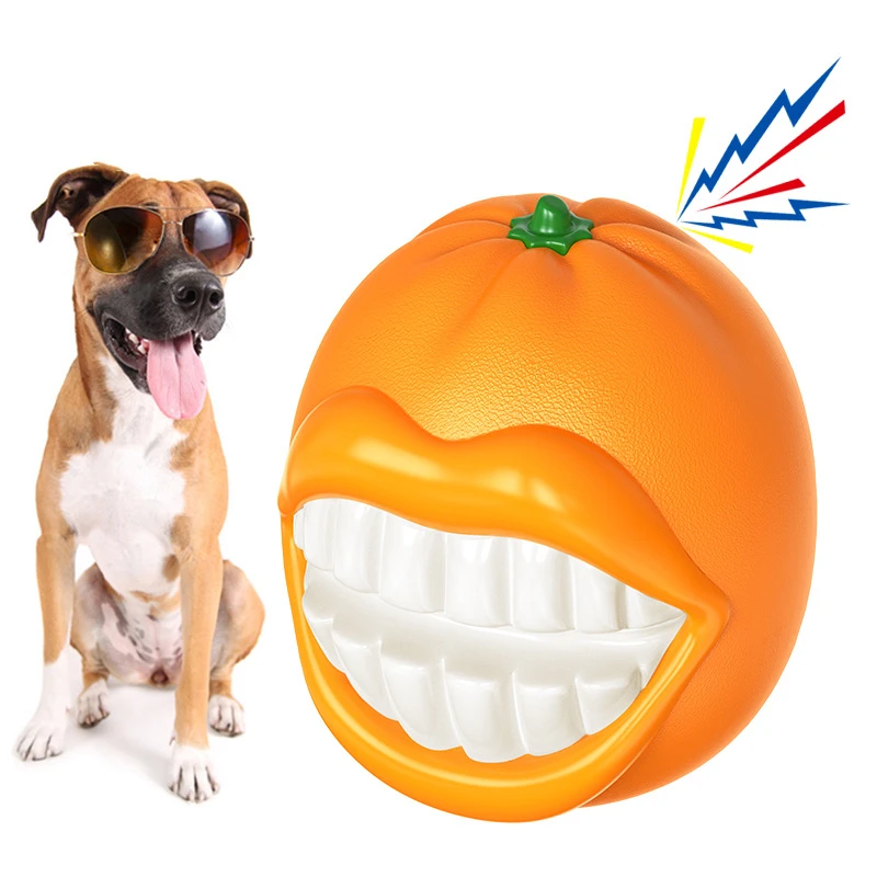 110mm Orange Dog Toy Multi-function Teeth Grinding Sound Ball For Pets Dog Accessories