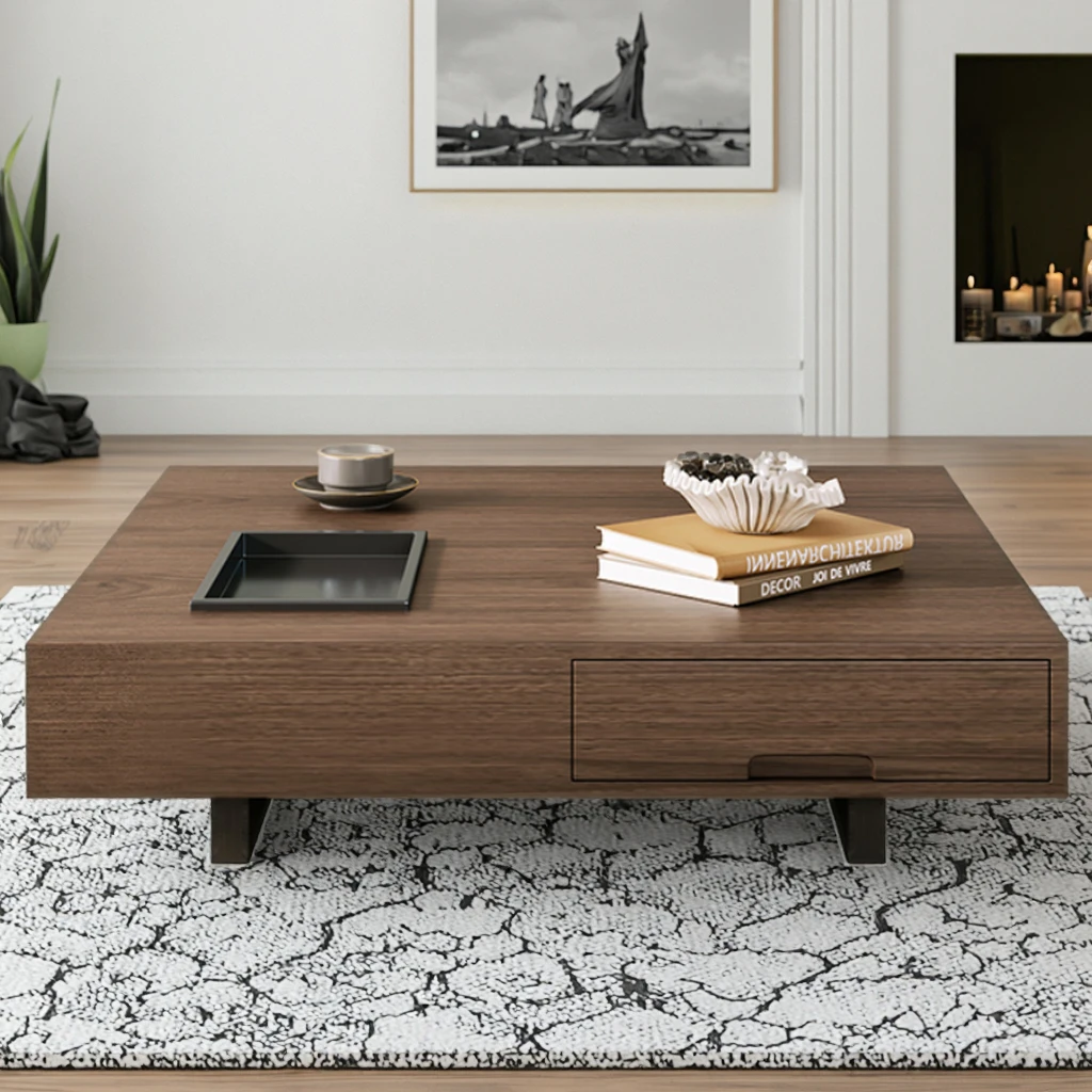 #*Wabi-Sabai Eiche/Birke Kleine Wohnung Massivholz Couch tisch Neues Design Wohnzimmer Square Storage Couch tisch