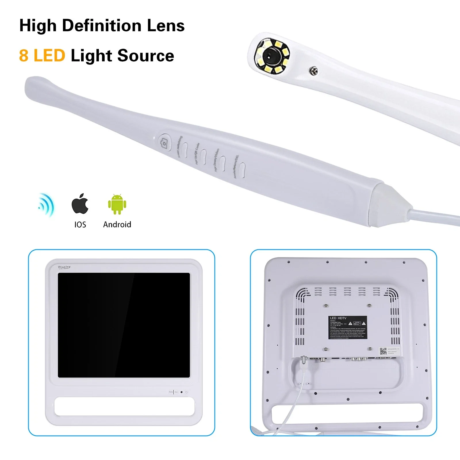 17inch LCD Screen Dental Intraoral Camera With 18 Million Pixels 8LED Wifi High Definition Dentistry Endoscope Monitor