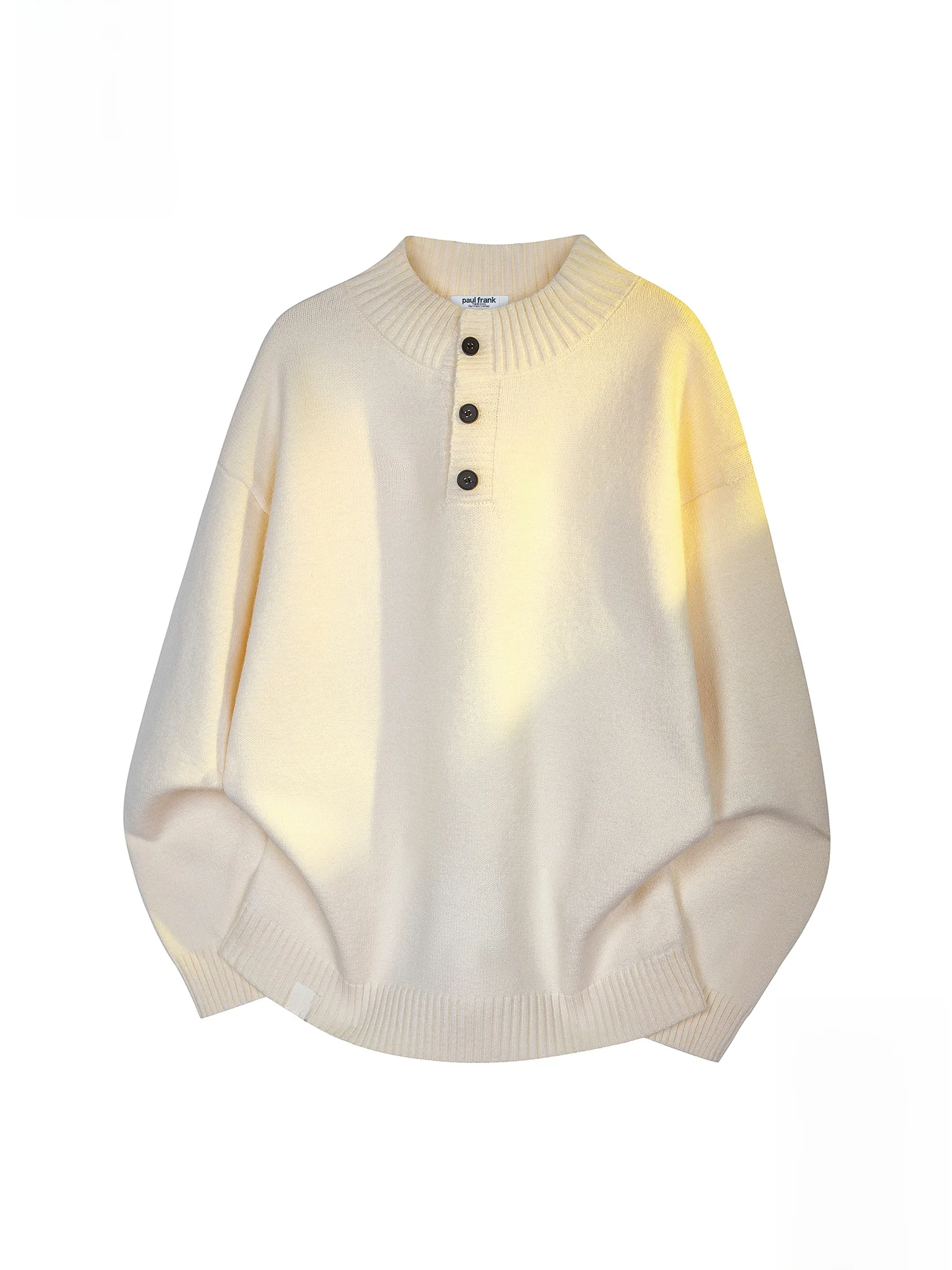 

PaulFrank M Pure Color Henry Collar Knitted Sweater Loose Casual Autumn Winter Faionable Top Warm Polyester Blend