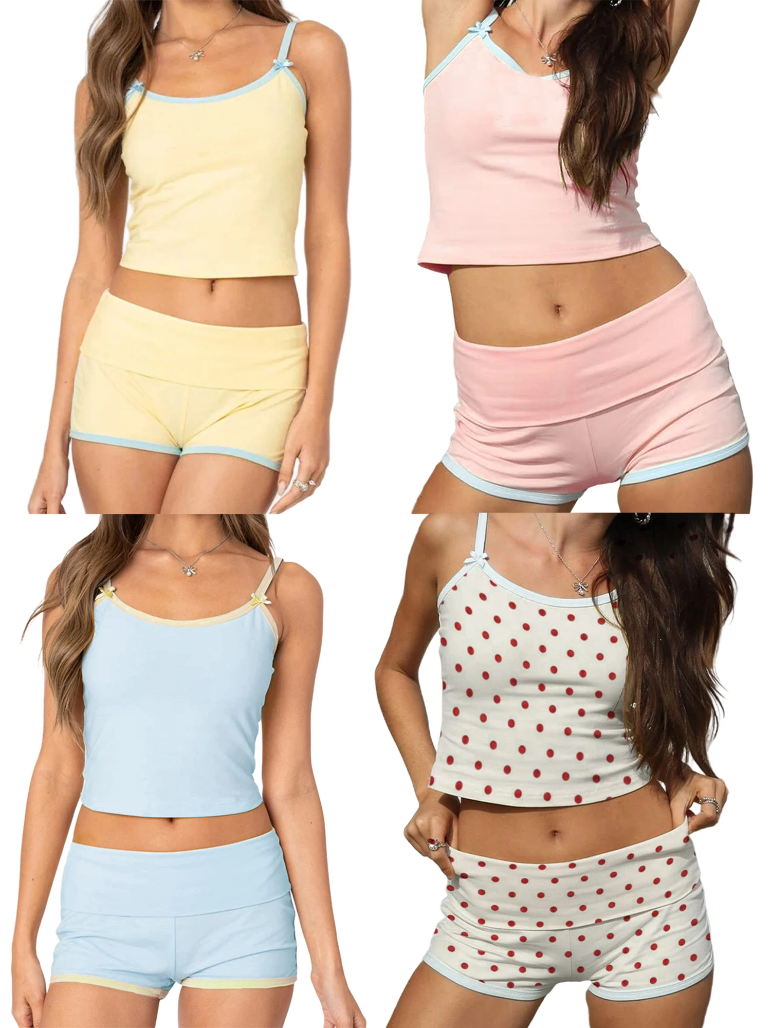 Atasan Crop Tie Dye Tanpa Lengan Wanita dan Set Celana Pendek Pinggang Tinggi untuk Pakaian Santai Kasual Musim Panas