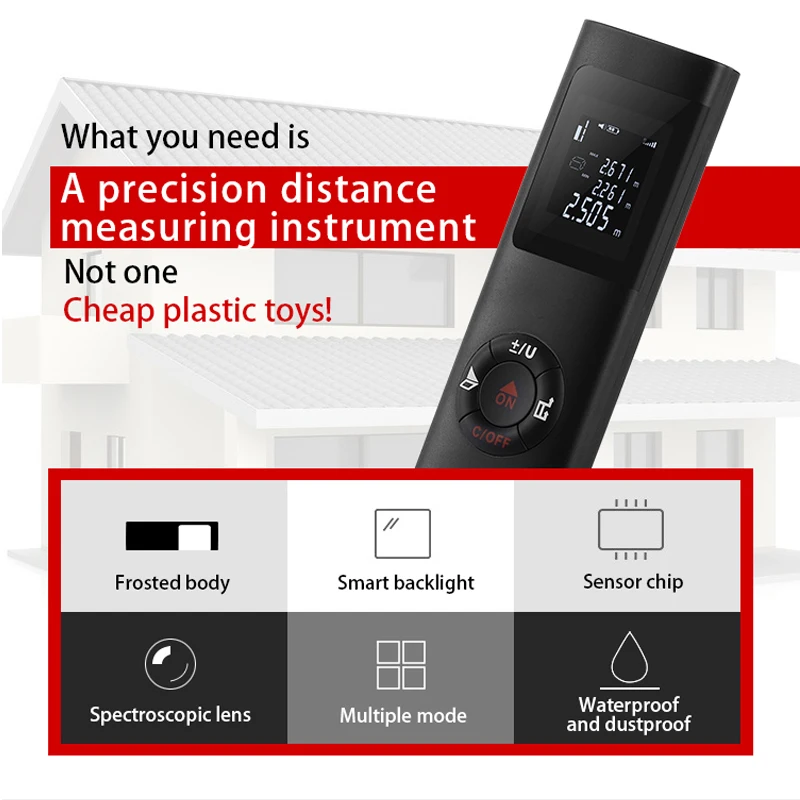 40M/60M Smart Laser Rangefinder Digital Mini Distance Measuring Meter Portable USB Charging Electronic Space Measurement Device