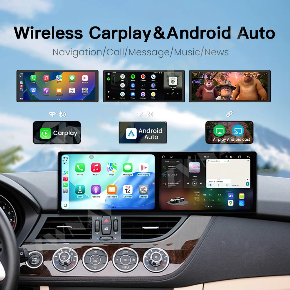 Dual 9.1 Inch Touch Screen Carplay Car Radio For BMW Z4 2008-2016 CIC Android 15 GPS Navigation Car Multimedia Player Head Unit