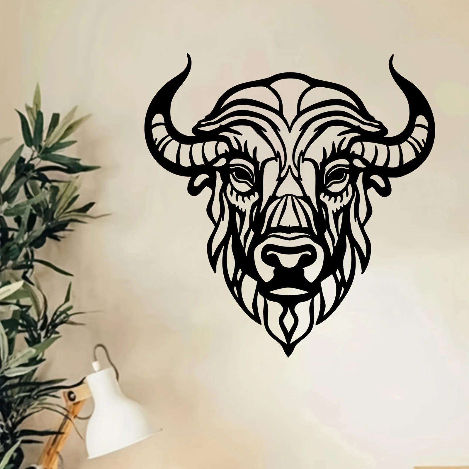 Bull Head Metal Wall Art, Striking Rustproof Iron Mural,Living Room Garden Fence Decor,New Year Father's Day Gift