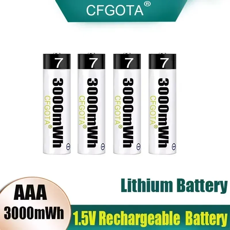 

AAA3000MWH 1,5 В перезаряжаемая полимерная литий-ионная батарея для мыши с дистанционным управлением, маленький вентилятор, электрические игрушки