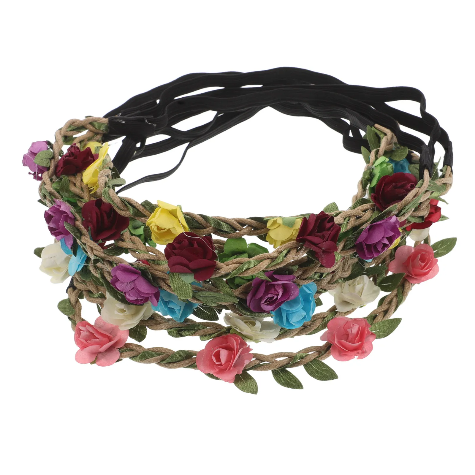 

8 шт. цветочных повязок на голову для женщин, регулируемая эластичная повязка с розами, в стиле бохо, для свадьбы, невесты, подружек невесты, дня рождения, пляжа