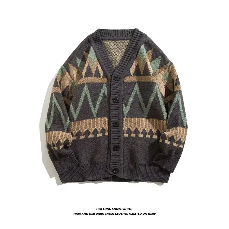 

Винтажные новые модные мужские повседневные модные простые базовые свободные однобортные вязаные кардиганы с v-образным вырезом и длинными рукавами, пальто