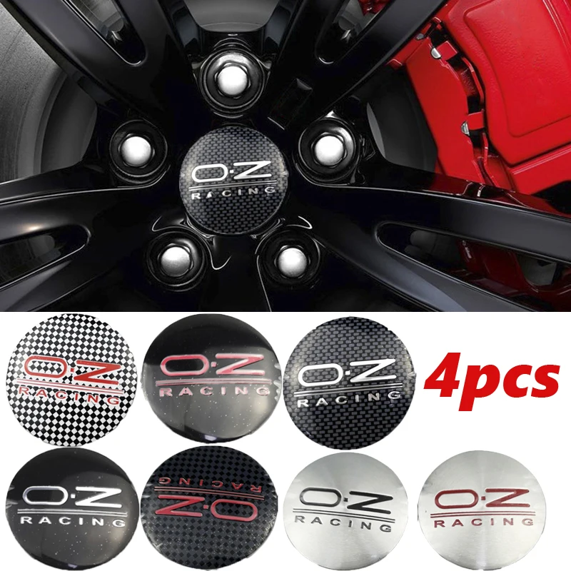 4PCS 56mm OZ Racing Car Wheel Center Hub Emblem Sticker For BMW Nissan Toyota Mazda Hyundai Jeep KIA Lexus Subaru Mercedes Benz