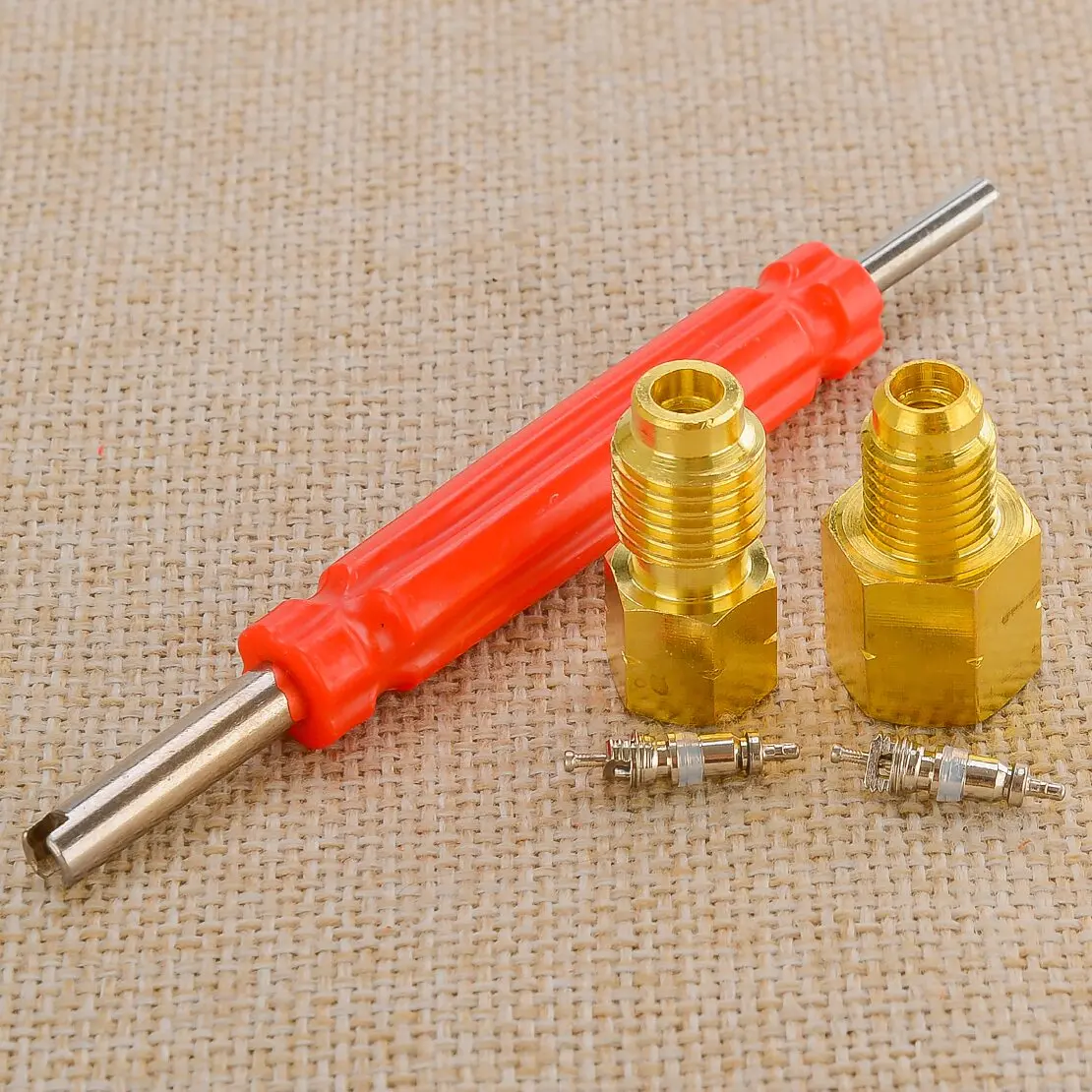 Car Adapter with Valve Core & Remover Kit Fit For Refrigeration Tank R1234yf Vacuum Pump Tool