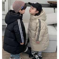 Clothing winter jacket lengthened thick hooded warm coat 2024 fashion new style 2-9 years old boys girls casual children's wear