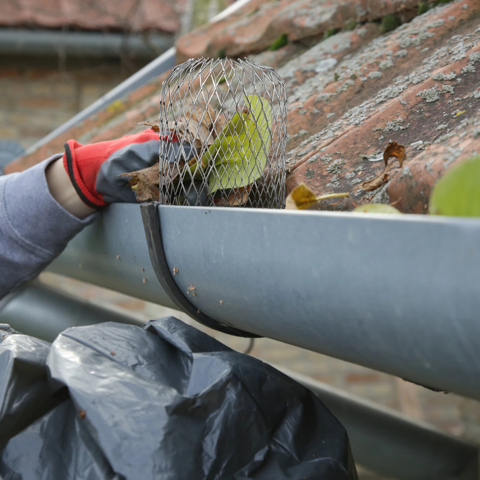 6 pçs protetores de filtro de folha para calhas redonda downspout tela filtro dreno capa placa alumínio detritos net calha protetor